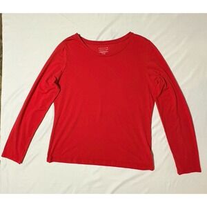 TAHAR Long Sleeves Crew Neck Red T-shirt XL 50% Pima Cotton